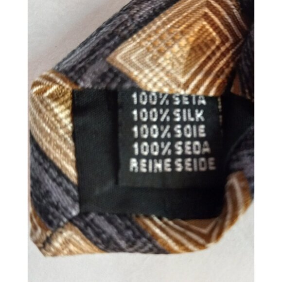 Betini Men's Necktie 58" L x 4" W Made in Italy 100% Silk Charcoal Grey & Brown - Picture 6 of 7